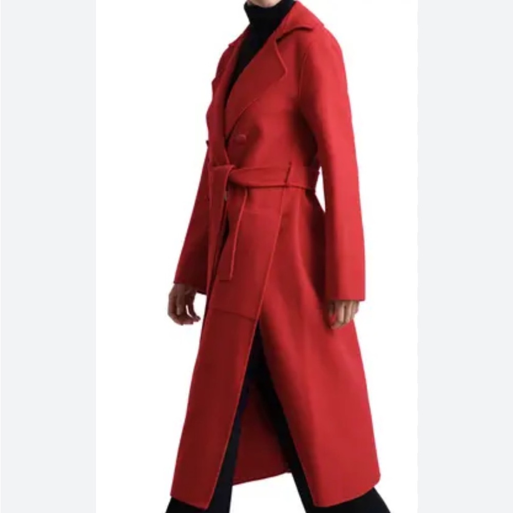 New Reiss Sasha belted double breasted wool blend coat size 6 US